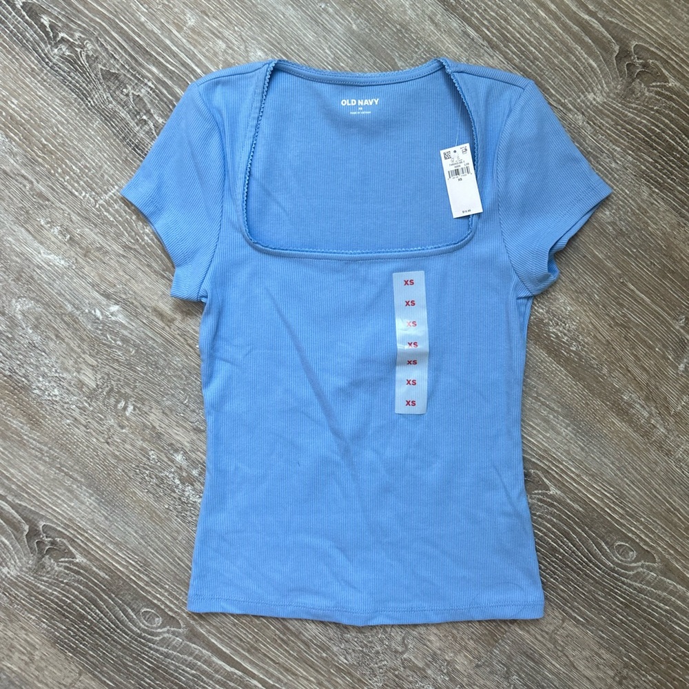 Old Navy Women's Light Blue Square Neck Tee